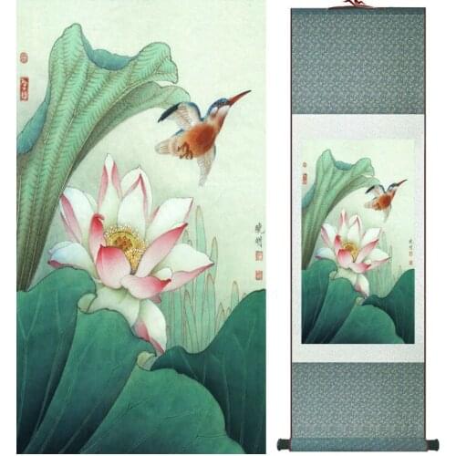 Lotus and kingfisher painting Chinese wash painting home 0ffice decoration No.32014