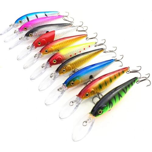 Hot 10Pcs/Lot 11cm 10.5g Floating Minnow Fishing Lure Laser Hard Artificial Bait 3D Eyes Fishing Tool Wobblers Crankbait Minnows