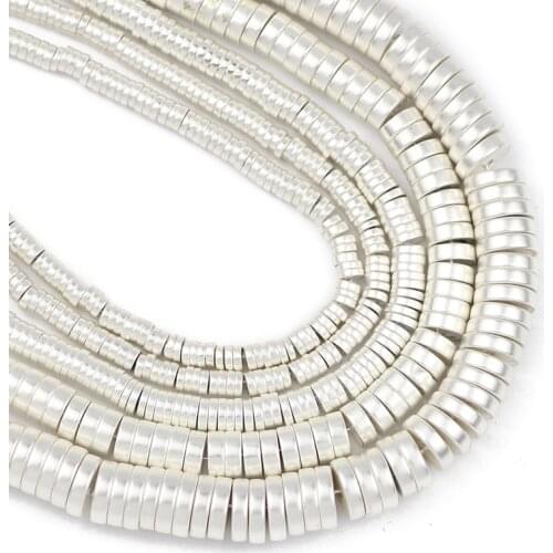 Matte White Gold Silvers Flat Round COINS Hematite 3/4/6/8mm Natural Stone Spacer Loose Beads For Jewelry Making Diy Accessories