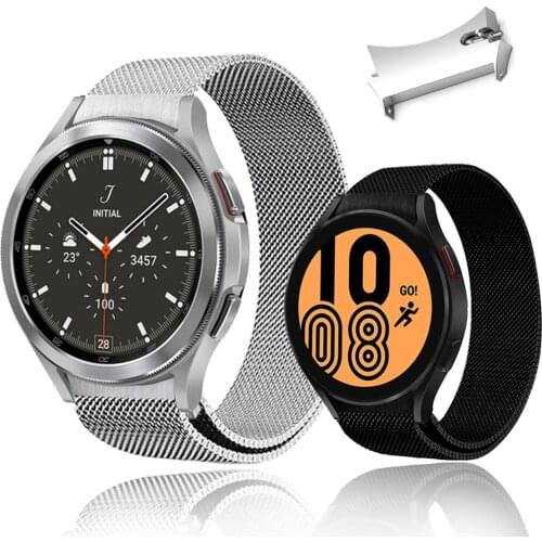 No Gaps Magnetic Loop Strap For Samsung Galaxy Watch 4 Classic 46mm 42mm/Watch 4 44mm 40mm Wrist Band Curved end Metal Bracelet