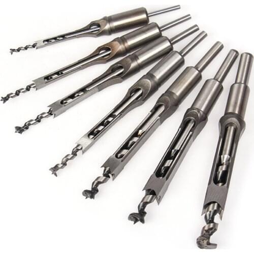 Twist Drill Bits Woodworking Drill Tools Kit Set Square Mortising Chisel Drill Set Square Hole Extended Supplies Drill Bit