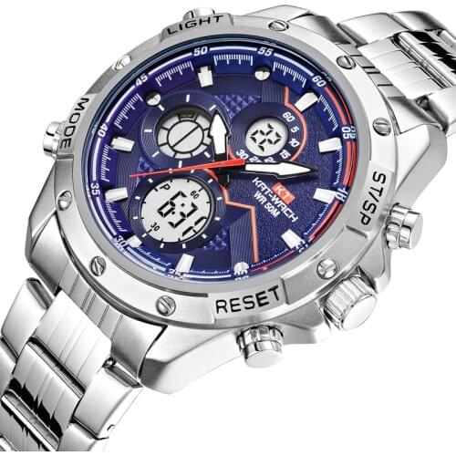 New Double Movement Multifunctional Electronic Quartz Watch Luminous Alloy Steel Band Waterproof Watch for Men Jam Tangan Lelak