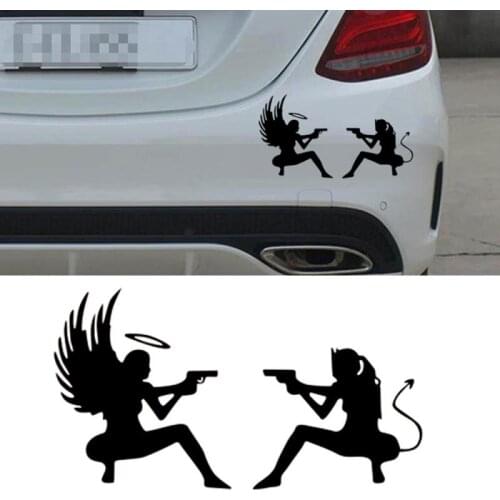 New Year Christmas Funny Gift Vehicle Sticker Demon Angel Gun Battle Reflective Car Sticker Beautiful Car Sticker
