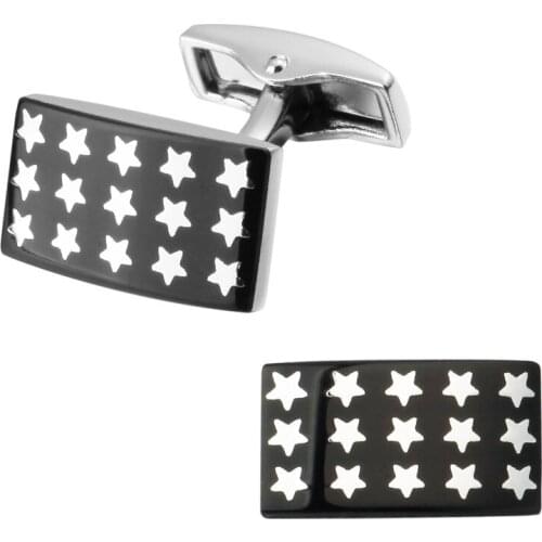Rectangular black enamel pentagram cufflinks man a pair of high quality wedding jewelry shirts cufflinks new retail