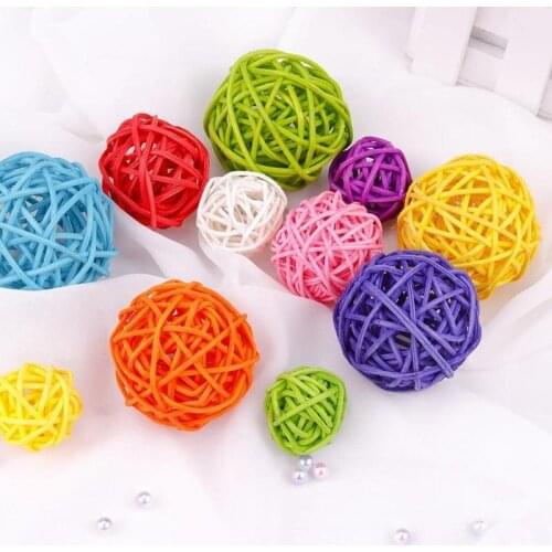 5pcs/lot Rattan Ball Ornaments Colorful Aromatherapy Wooden Balls Tabletop Ornaments Home Wedding Party Decorations Kids Toys