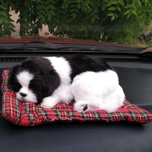 Fancytrader Lovely Dog Lying on Carpet Toys Models Car Accessories Doll Animals Dogs Plastic&Fur Kids Gifts 20x14cm