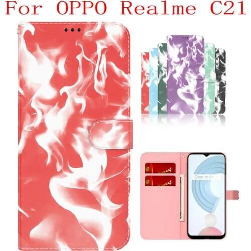 Sunjolly Case for OPPO Realme C21 Wallet Stand Flip PU Phone Case Cover coque capa OPPO Realme C21 Case OPPO Realme C21 Cover