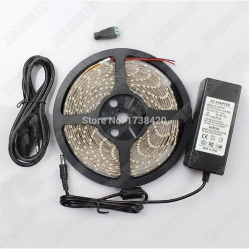 Super Bright 3set/lot 3528 Waterproof LED Strip Light 120leds/m IP65 LED Rope Light 5Meter + 12V 5A Power Adapter