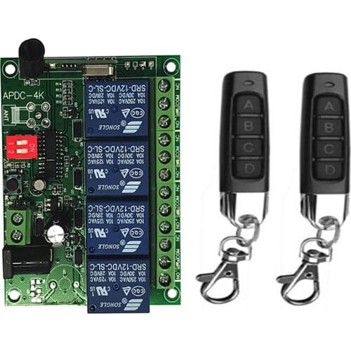 Smart Multiple DC 12V 24V 10A 433 MHz 4CH 4 CH 4 Channel Wireless Relay RF Remote Control Switch Receiver+Transmitter