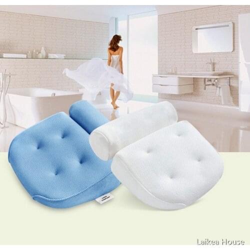 Bathtub Massage Pillow Bathtub Cushion Powerful 4 Suction Cup Pillows For Bathroom Bathtub Pillows 3D Polyester Fiber Mesh