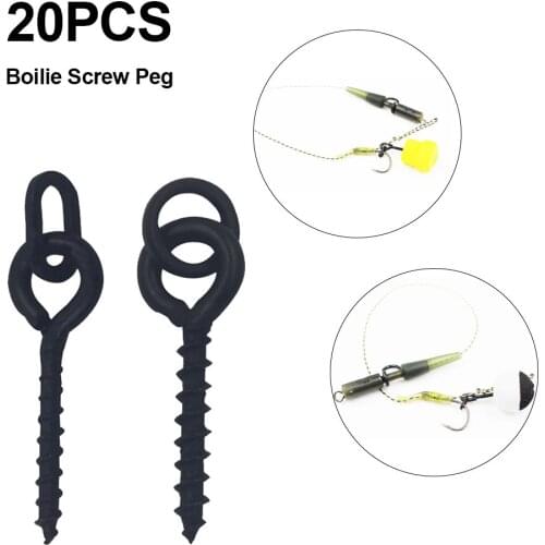 20PCS Boilie screw, with rotatable D-shaped drill, terminal block, bait holder, carp, fishing accessories, matt black accessorie