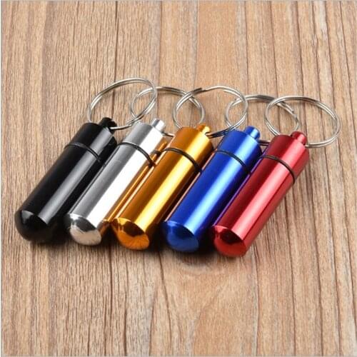 Waterproof Aluminum Pill Box Medicine Case Container Bottle Holder Keychain Carabiner Outdoor Pill Case PillBox Free Shipping