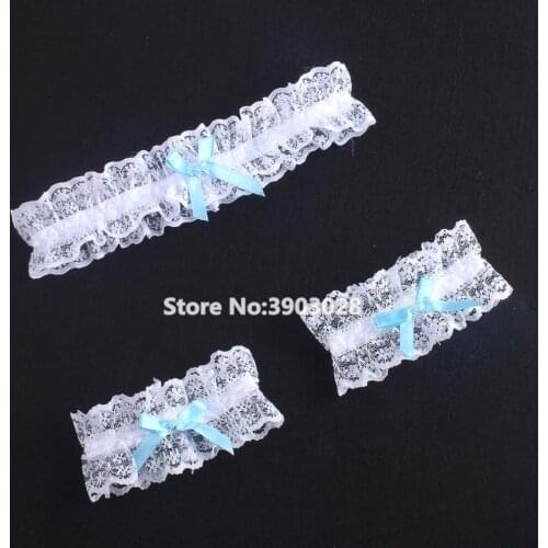 Women Girl Princess Cosplay Wedding Party Bridal Lace Floral Blue Leg Ring hand wrist Ring Loop Stocking Garter Belt Wholesale