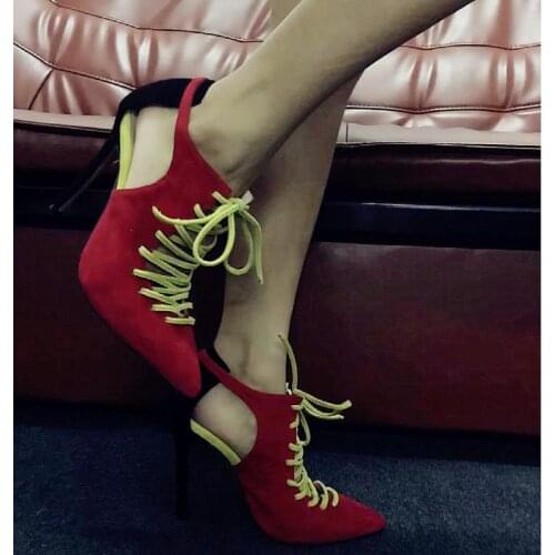 Womens Pumps 2021 Summer Sandals High-heeled Red Black Sheepskin Leather Ladies Sexy Pointed Stiletto Heels Wedding Shoes Suede