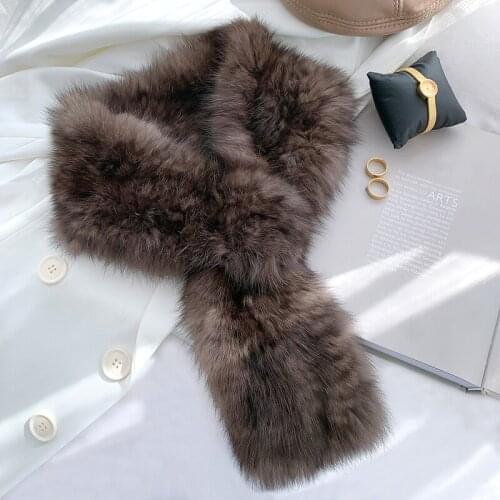 ZDFURS* Womens 100% Real Sable Fur Knitted Scarf Highend Quality Natural Mink Fur Scarves Lady Fashion Winter Wraps Neck warmer