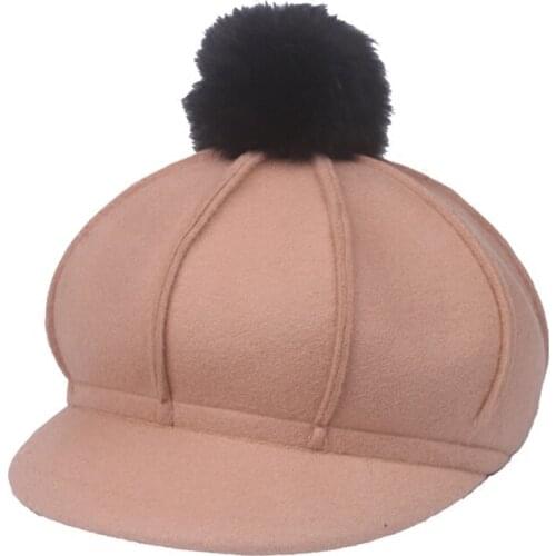 Adult Winter Warm Wool Hat Women Fedora Vintage Pompom Cap Felt Hats Ladies Cloche Bowler Church Hats Chapeau Femme Caps B-8776
