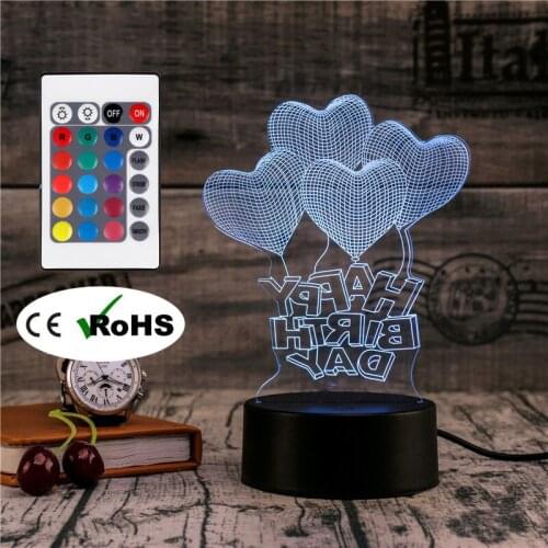 3D Led Novety Lighting Creative Gift Night Light Table Lamp Love Bedside Light Led Home Corridor Hotel Party Atmosphere Lights