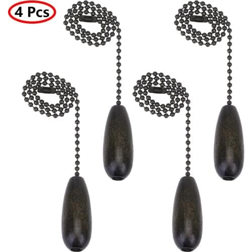 4Pcs Ceiling Fan Pull Chains Wooden Ceiling Fan Chain Pulls Wooden Pendant Pull Chain Extension for Ceiling Light Lamp Fan