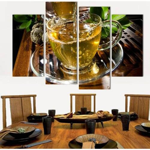 4pcs Canvas Art Kitchen Wall Painting Large Picture tea poster Home Living Room Decor Art Free Shipping (No Frame)