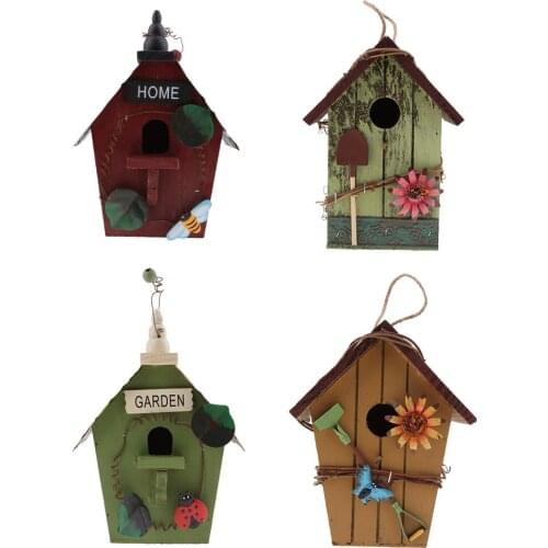 4pcs Pastoral Style Courtyard Gardening Bird Nest, Decorative Bird Houses Outdoor Bird Nest Hanging Villa Garden Decoration