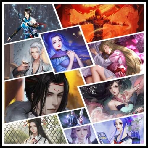 5D Diy Diamond Painting Anime Chinese Ancient Style Martial Arts Fantasy Growth Comic Character Bedroom Living Room Drawing