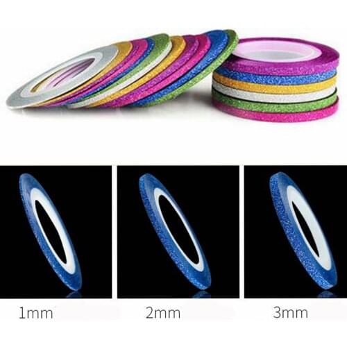 Glitter Nail Stickers Striping Tape 1mm Matte Resin Manicure Decals Rolls Line DIY Design Nail Art Decorations Nail Accessories