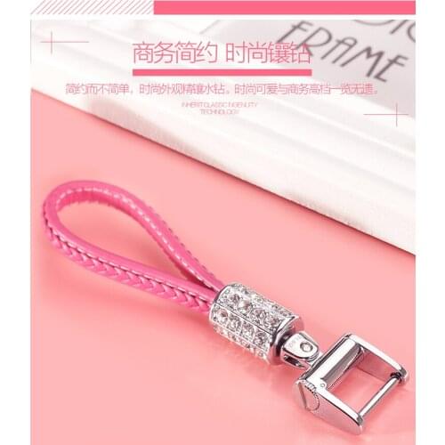 High Grade Woven Leather Car accessorie KeyChain Rotating Horseshoe Buckle Women Key Rings Holder FOR Volkswagen Bag Pendant