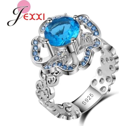 Brand New Style 925 Sterling Silver Rings For Women Anniversary Ring Fashion Flower Shaped Zirconia In Wedding Enagement