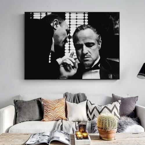 Godfather Black And White Canvas Art Posters And Prints Portrait of Godfather Canvas Paintings Wall Art Movie Picture Home Decor