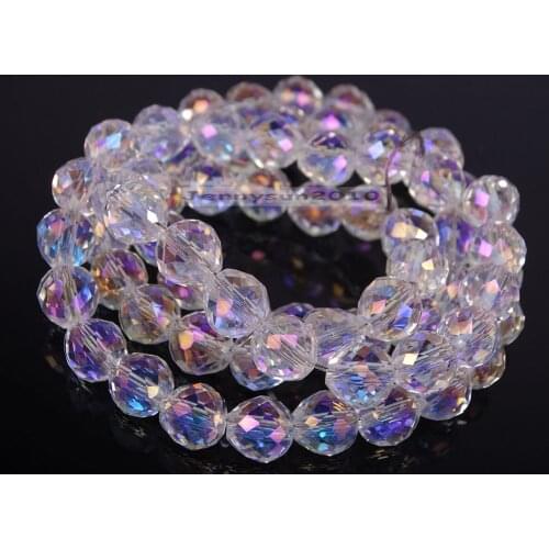 Czech Crystal Faceted 8mm Round Strawberry Spacer Loose Beads Strand Clear AB 5 Strands/ Pack