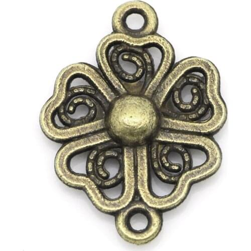 Doreen Box Lovely Connectors Findings Flower Heart Antique Bronze 21x15mm,50PCs (K02212)