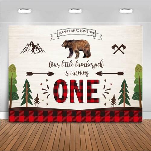 MEHOFOTO Baby Shower Photography Backdrop Lumberjack Theme 1st Birthday Party Background banner Decor Photo booth Studio