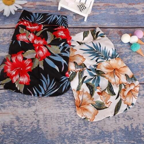 Dog Shirts Clothes Summer Beach Clothes Vest Pet Clothing Floral T-Shirt Hawaiian For Small Large Cat Dog