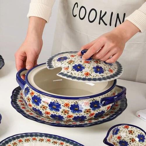 LingAo Polish style creative hand-painted ceramic phalaenopsis, western food, pasta, fish plate, bowl set