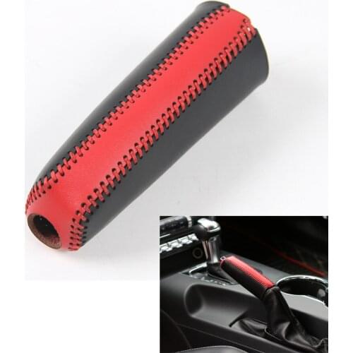 YAQUICKA Auto Car Manual Stitching Hand Brake Handbrake Cover Grips Car-covers Trim Fit For Ford Mustang 2015 2016 Leather