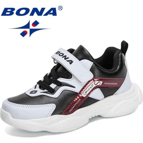 BONA 2020 New Designers Trendy Sport Shoes Children Outdoor Casual Sneakers Kids Breathable Soft Running Walking Shoes Boys Girl