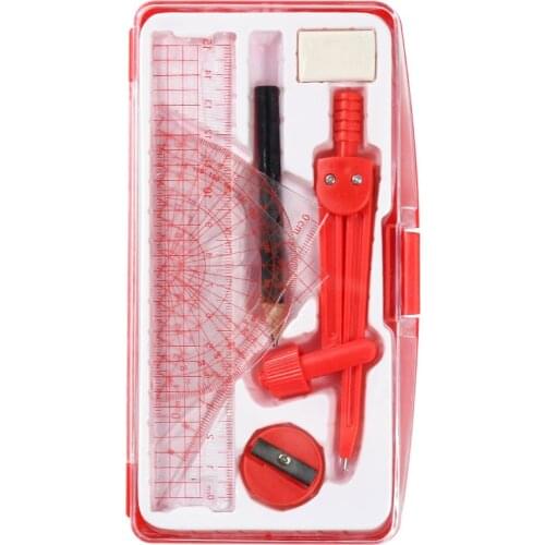 M-9803 8PCS/Set Student Geometry Protractor Ruler Drawing Suit School Compasses Set Math Eraser For Students Office Supples