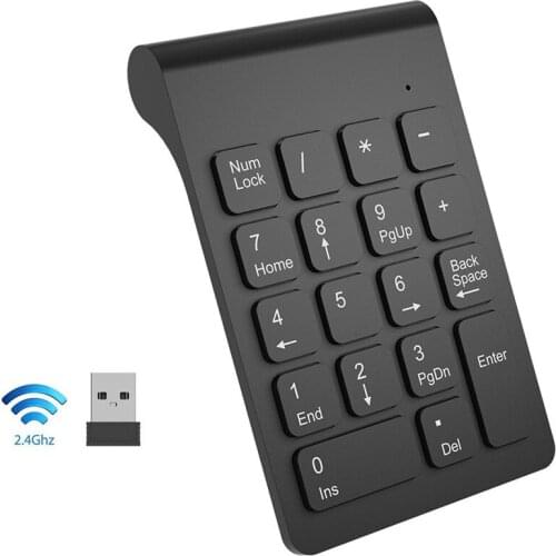 Small Size 2.4GHz USB Wireless Numeric Keypad Mini Numpad 18 Keys Digital Keyboard for Teller Laptop Notebook Tablets