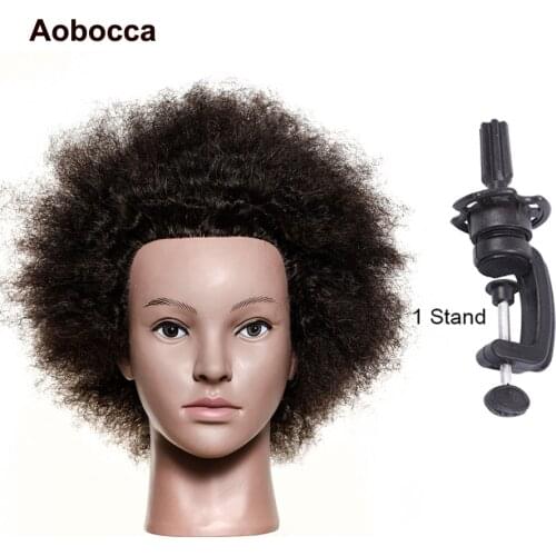 Afro Mannequin Head Human Hair Dummy Doll Hairdressing Training Head Real Hair Manikin Head Traininghead Salon