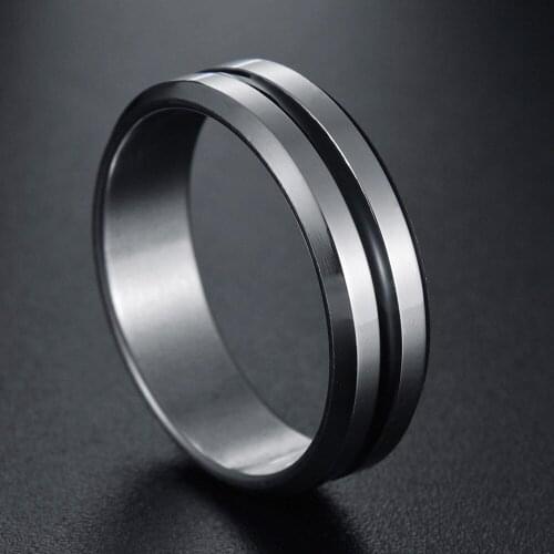 Mens Black Simple Ring Fashion Stainless Steel Midi Ring Birthday Gift Wedding Party Male Jewelry Joyas de hombre
