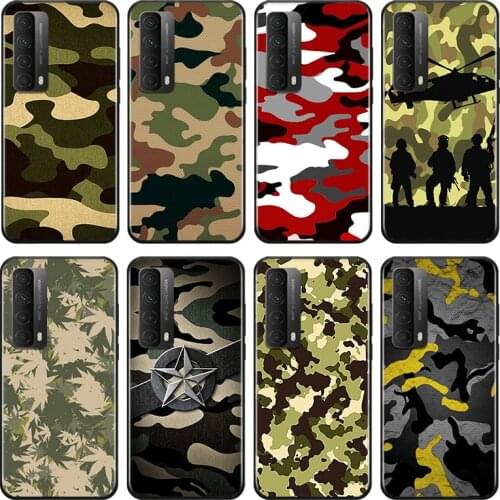 Camouflage Pattern For Huawei Y9A Y9S Y9 Y8P Y8S Y7A Y7P Y7 Y6 Y6P Y6S Y5P Y5 Prime Pro 2019 2020 Black Soft Phone Case