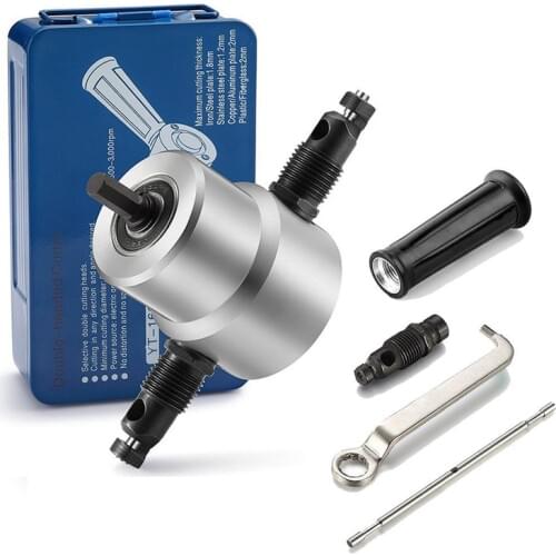 Nibbler Metal Cutting Double Head Sheet Nibbler Cutter Drill Attachment With Box Electric Drill Wrench Power Tool Accessories