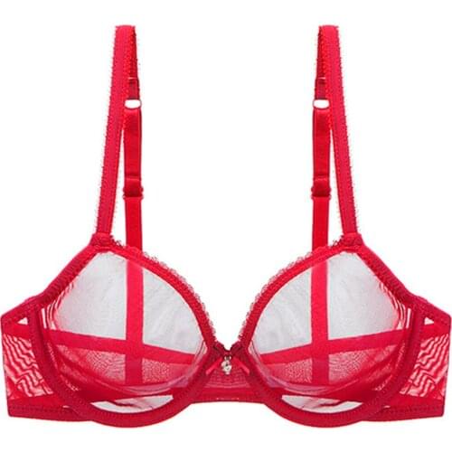 This Life Year Bright Red New Net Gauze Sexy Lace Bra