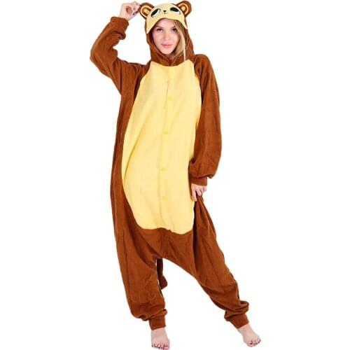 Monkey Animal Onesies Adults Teenagers Women Men Pijama Pajamas Fleece Warm Soft Sleepwear Overall Onepiece Jumpsuit Homewear