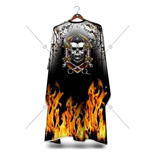 Skull Flame Penuar Hair Salon Barber Haircut Clothes, Fashion Hair Cutting Stylish Gown Cape, Hairdresser Cape