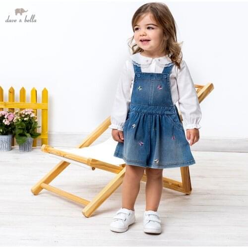 DBZ16658-2 dave bella spring baby girls princess cartoon strap dress lolita party suspenders dress toddler children clothes
