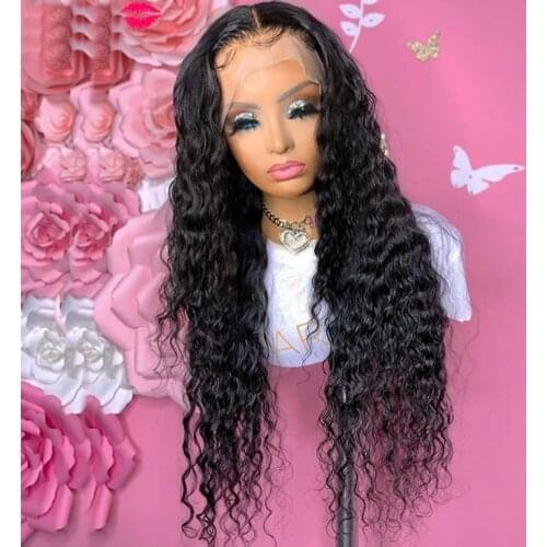 Black Long Curly Lace Wigs with Baby Hair for Women kinky Curly Hair Synthetic Lace Front Wigs Heat Resistant Fiber