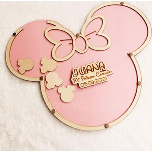 Custom Pink mouse Wedding guest book Alternative Drop Box Frame, Wedding Book