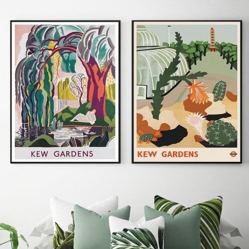 Kew Gardens Retro Posters and Prints London Park Tourist Scenery Canvas Painting Vintage Wall Picture for Living Room Home Decor