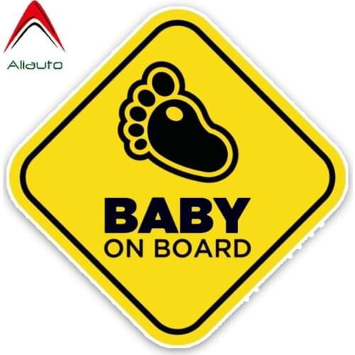 Aliauto Warning Sign Car Sticker Baby on Board Decoration Vinyl Decal Cover Scratches for Vw Golf 4 Mini Cooper Skoda ,14cm*14cm